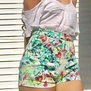 Floral High Waisted Shorts